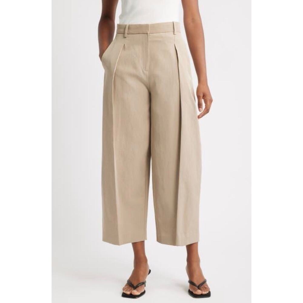 NWT Banana Republic Pleated Wide Leg Chino Pants Tan Size 8